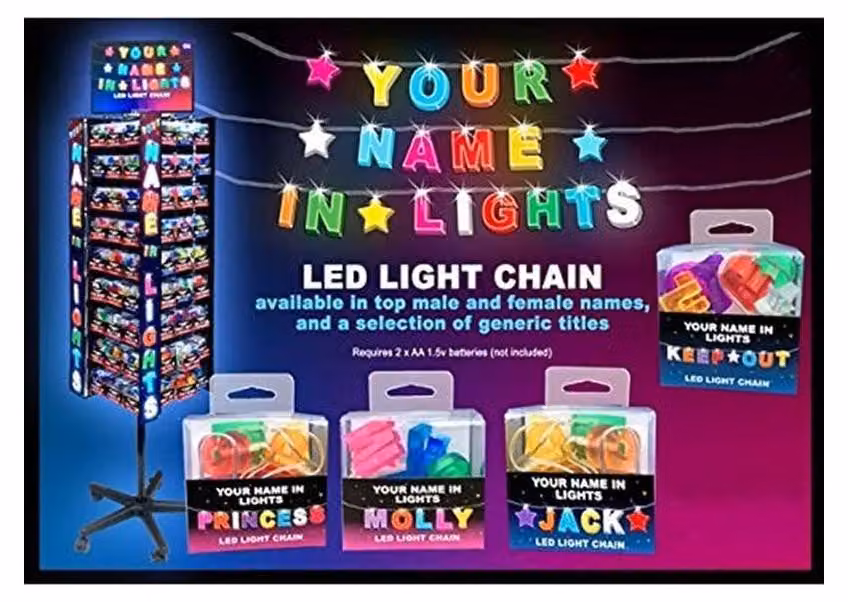 Catena luminosa a LED MOLLY – Il tuo nome, illuminato con colori vivaci