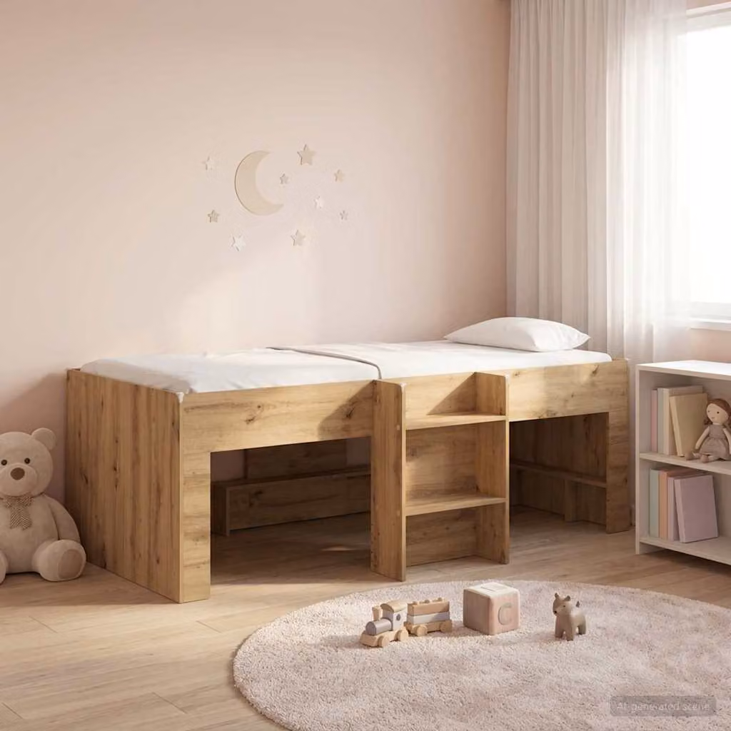 Letto alto singolo per bambini vidaXL in legno color marrone L 80 x P 200 x H 203 cm