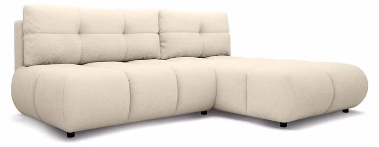 Divano a tre posti con funzione letto, modello Milorya, lato destro, con illuminazione integrata