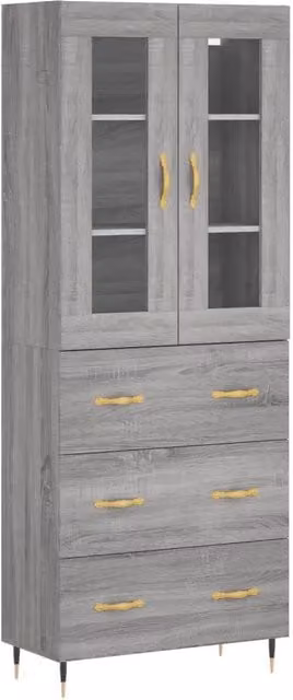 Credenza | Madia | Buffet da pranzo | Armadio da pranzo Grigio Sonoma 69,5x34x180 cm in Legno Multistrato