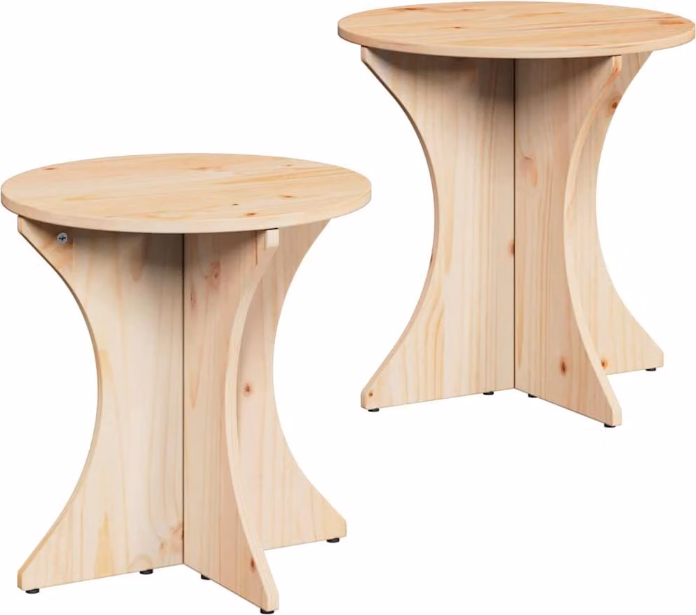 Tavolino da salotto 2 pcs Naturale Legno di pino massello