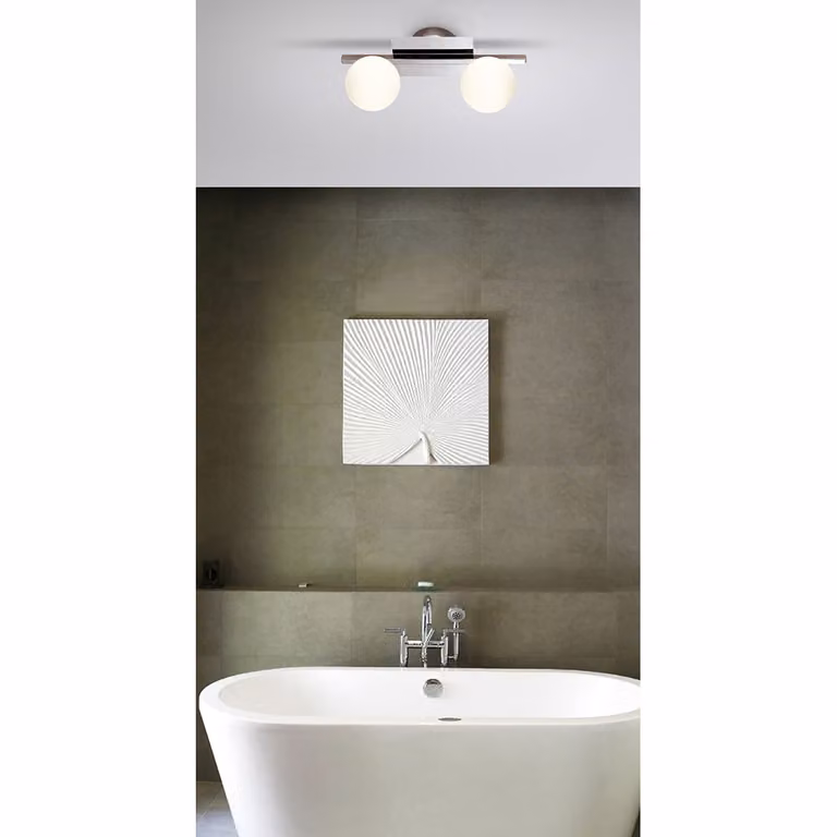 Plafoniera LED, cromo, vetro, opale, design, spot rotondi