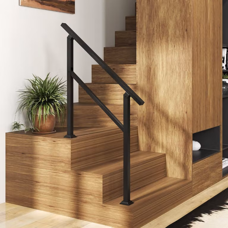 Costway Corrimano in metallo per 0-2 gradini con regolazione dell'angolo, Ringhiera di sicurezza per scale da 150 kg con kit installazione Nero