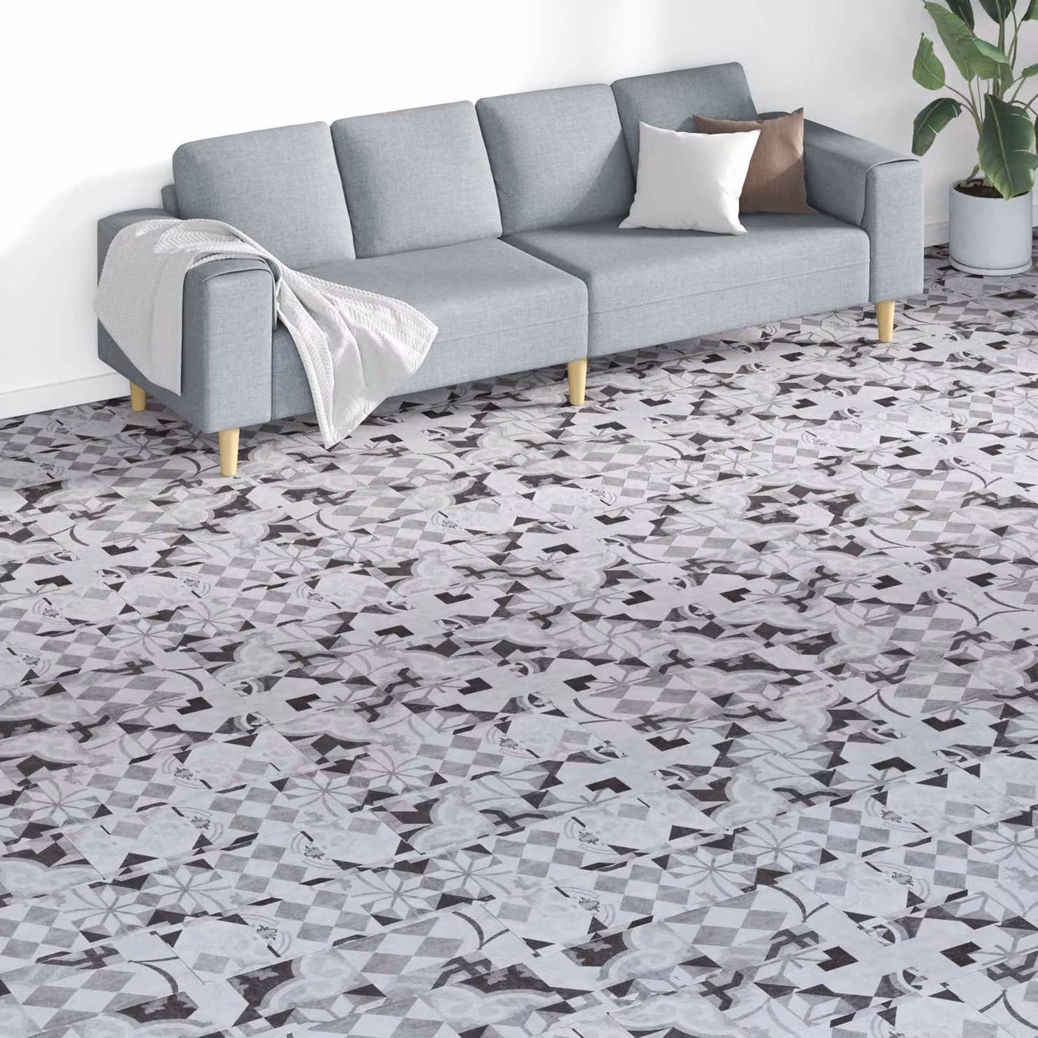 Tavole per pavimenti vidaXL in PVC grigio, 18 pezzi, copertura 5,26 m²