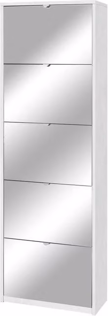 Scarpiera 5 Ante con Specchio 63x190x29 cm Ossido Bianco
