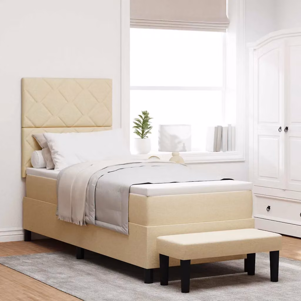 Letto ibrido con testiera in tessuto beige vidaXL L 200 x P 80 x H 128 cm