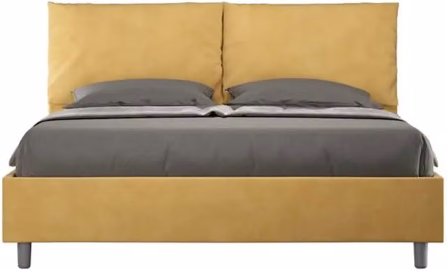 Letto matrimoniale senza rete imbottito 160x200 microfibra ocra Antea