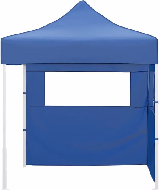 Gazebo Pergolato Pieghevole Professionale con 2 Pareti in Acciaio e PVC Blu L/P: 200 x 200 cm