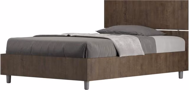 Letto 1 Piazza e Mezzo 120x200 cm Senza Rete Testata Dritta Demas Noce