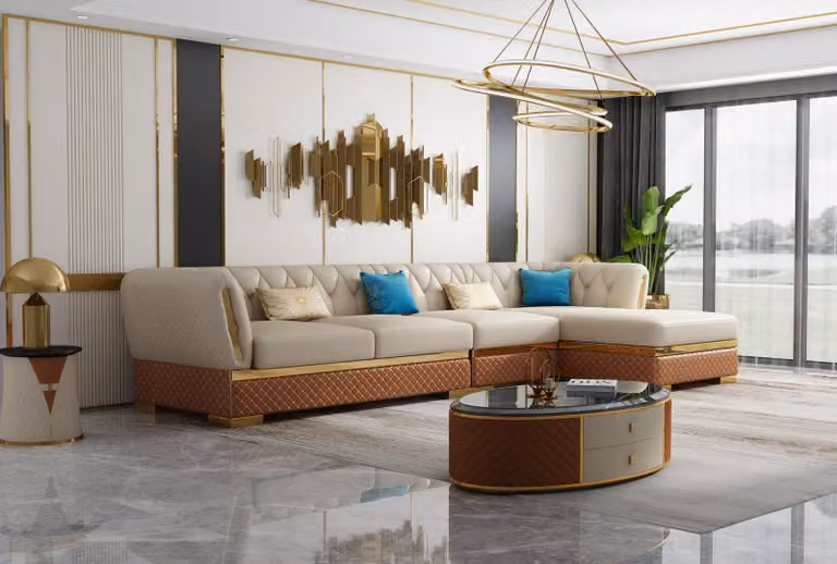 Ecksofa L-Form Ledersofa Couch Wohnlandschaft Garnitur Design Modern Sofas Eck