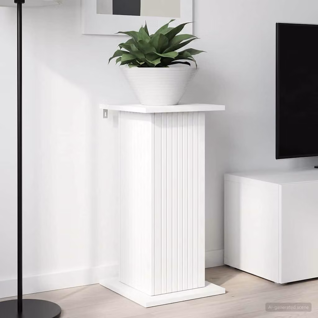 vidaXL Supporto per piante moderno in legno MDF bianco L/P/H: 30,5 x 30,0 x 60,5 cm