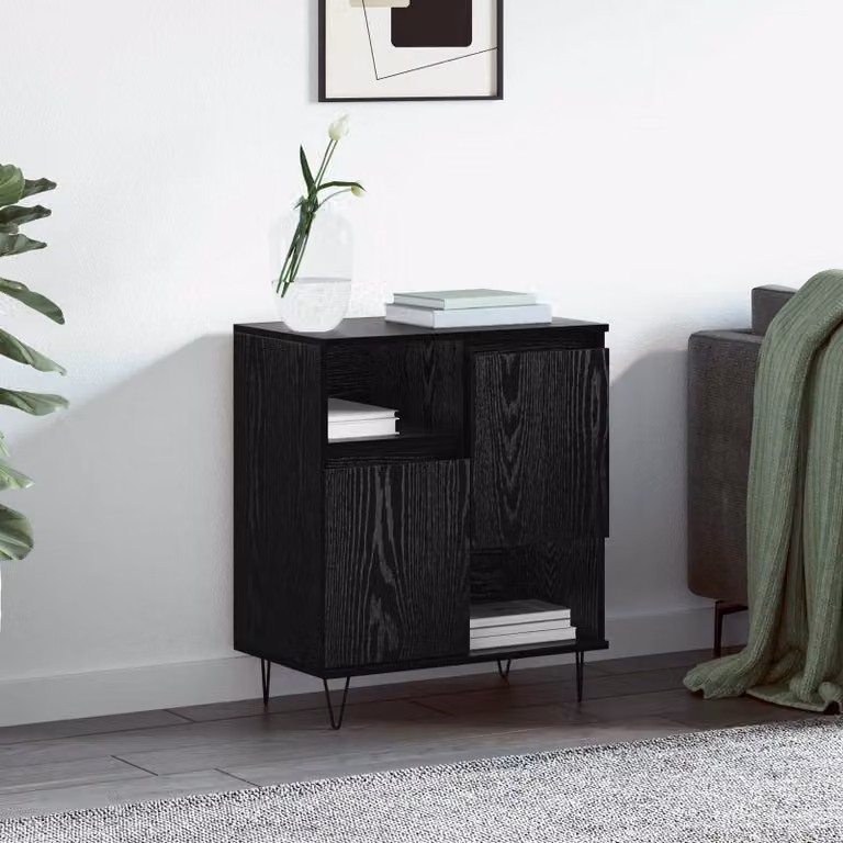 Credenza moderna vidaXL in MDF colore nero L: 60 cm, P: 35 cm, H: 70 cm