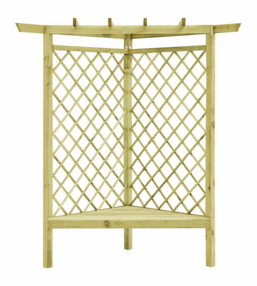 Pergolato ad Angolo e Sedile 130x130x197 cm in Pino Impregnato