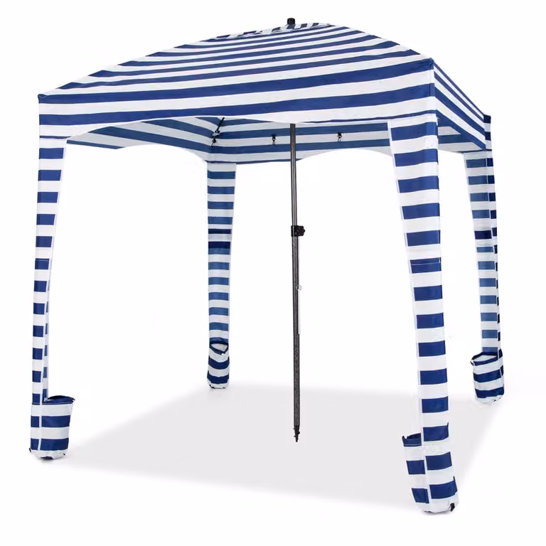 Tenda cabina da spiaggia pieghevole Costway con parete laterale removibile e borsa da trasporto, L/P: 183 x 183 cm