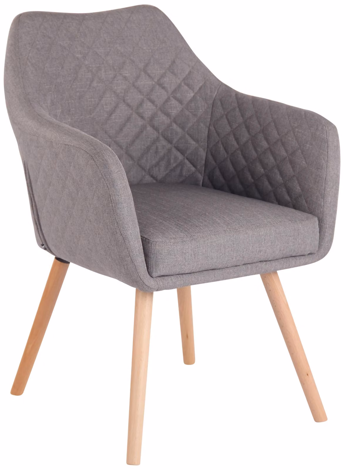 Sedia da pranzo CLP Gent con braccioli, poltrona con struttura in legno, sedia da cucina moderna con struttura grigia e finitura naturale