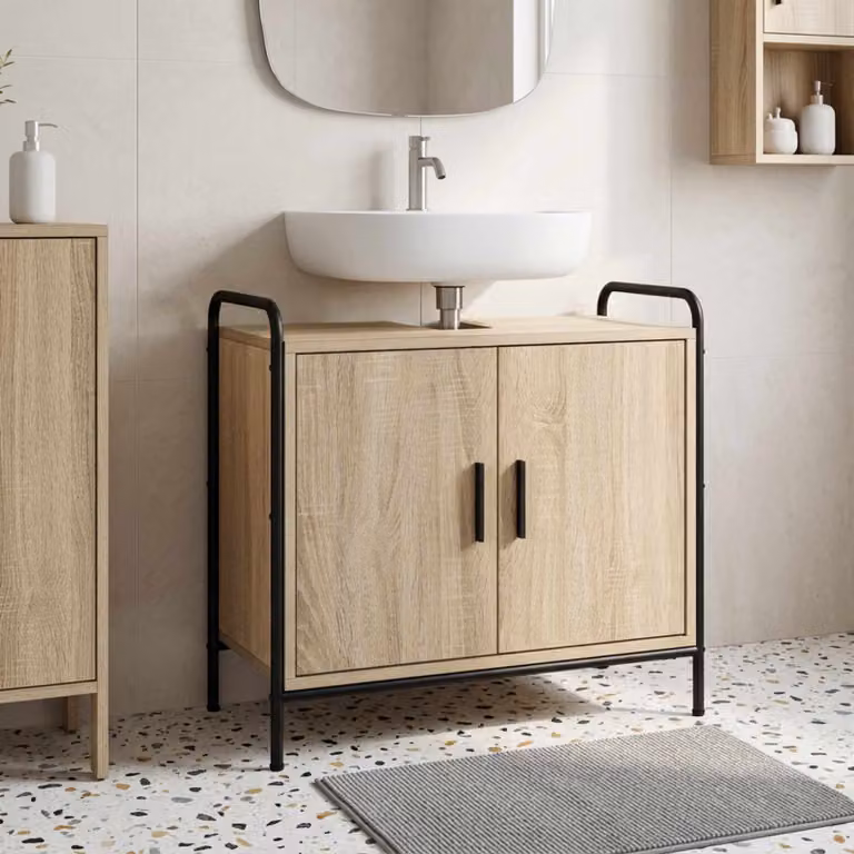 vidaXL Mobile da Bagno Rovere Sonoma 65,5 x 34 x 61 cm