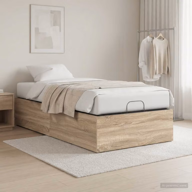 vidaXL Giroletto per rete letto motorizzato in Rovere e Metallo, L 90 cm x P 200 cm