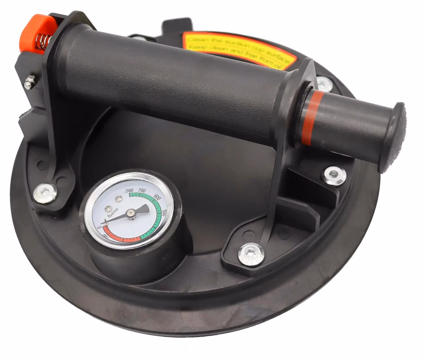 Set da 2 ventose in gomma da 20 cm – adatte per vetro, piastrelle in Vetroceramica, marmo, granito e parabrezza – con sistema di chiusura a pressione e manometro