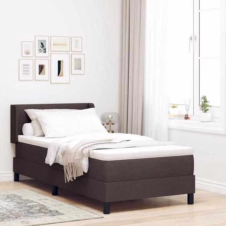 Maison Exclusive - Letto boxspring con testiera, marrone scuro, 200 x 90 cm, rivestimento in tessuto