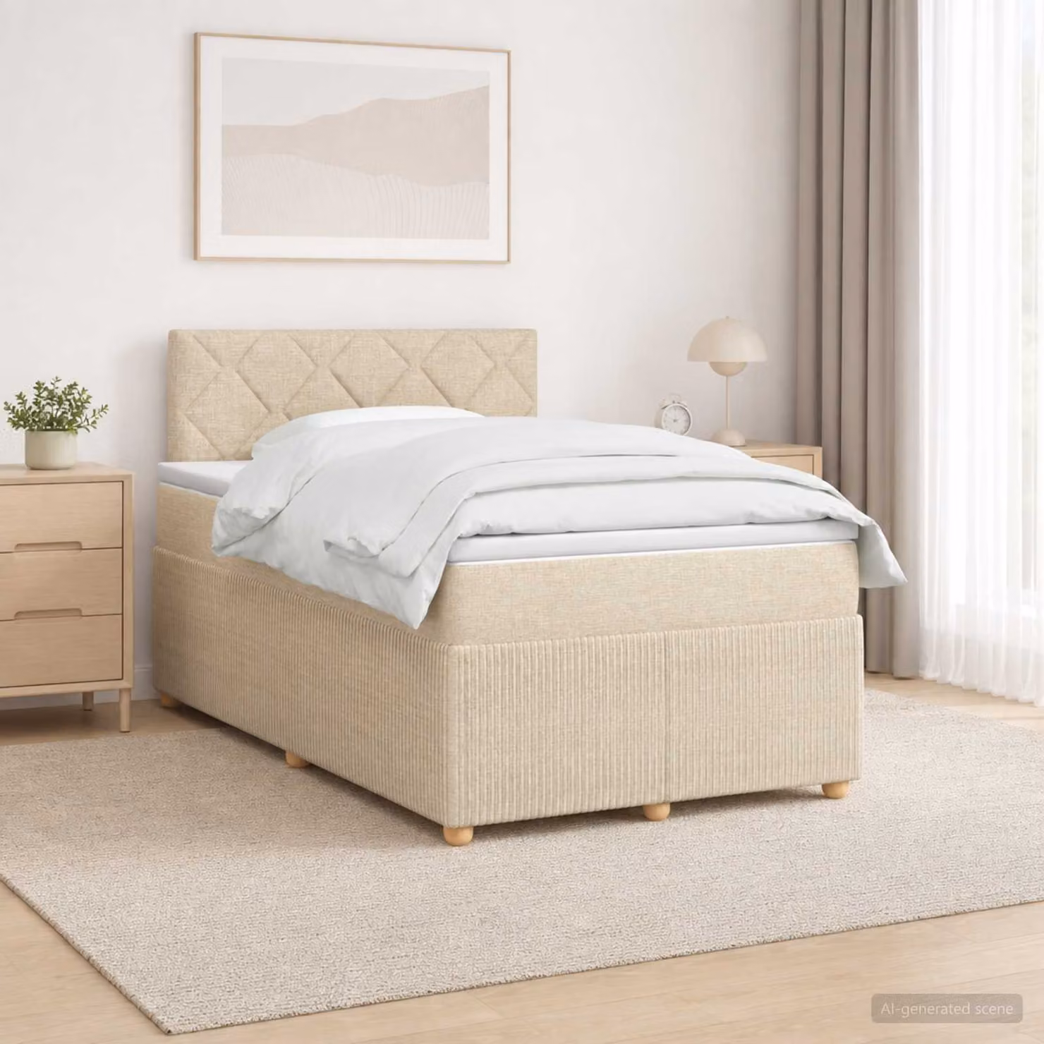Letto box spring ibrido vidaXL con materasso a molle insacchettate, struttura in legno e tessuto, L/P: 200 x 120 cm, multicolore