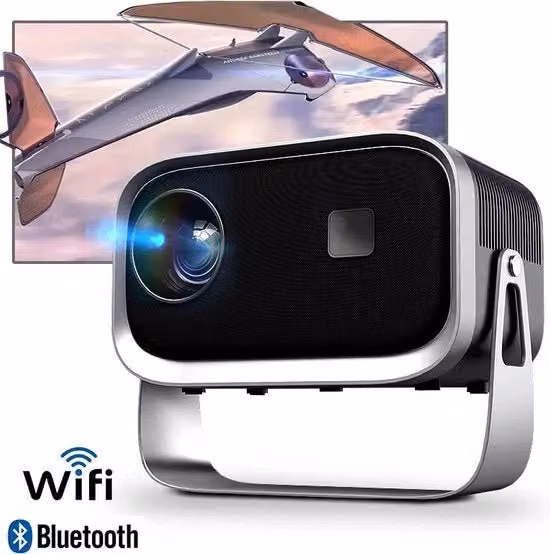 Fs2 - Proiettore 4K HD - Proiettore - Proiettore Mini Portatile - WiFi 6 - HDMI - Bluetooth 5.0 - Android 11 - Airplay - Home Cinema