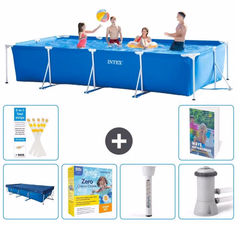 Piscina fuori terra rettangolare - 450x220x84 cm - composta da 5 elementi, modello S18