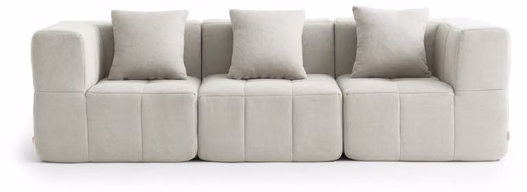 Divano componibile MILYSOFA SOFABULOUS a 3 posti in raffinato tessuto a riccioli color crema e beige