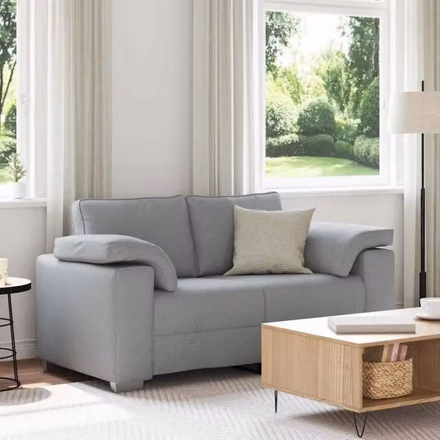 Divano a due posti moderno vidaXL in tessuto grigio con larghezza: 160 cm