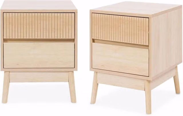 Set di 2 comodini Sweeek in stile scandinavo con 2 cassetti, colore marrone e beige