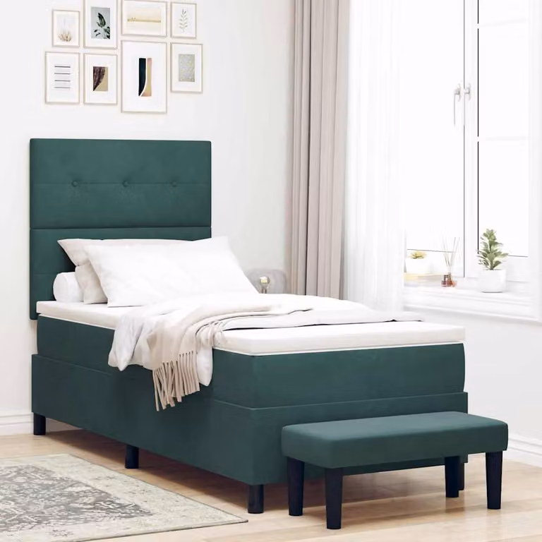 Maison Exclusive - Letto boxspring con testiera verde scuro 200 x 90 cm in velluto