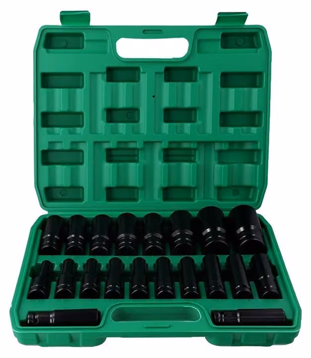 Set di bussole per avvitatore a impulsi, 20 pezzi, acciaio cromo-vanadio, custodia di stoccaggio in plastica resistente, 20 pezzi