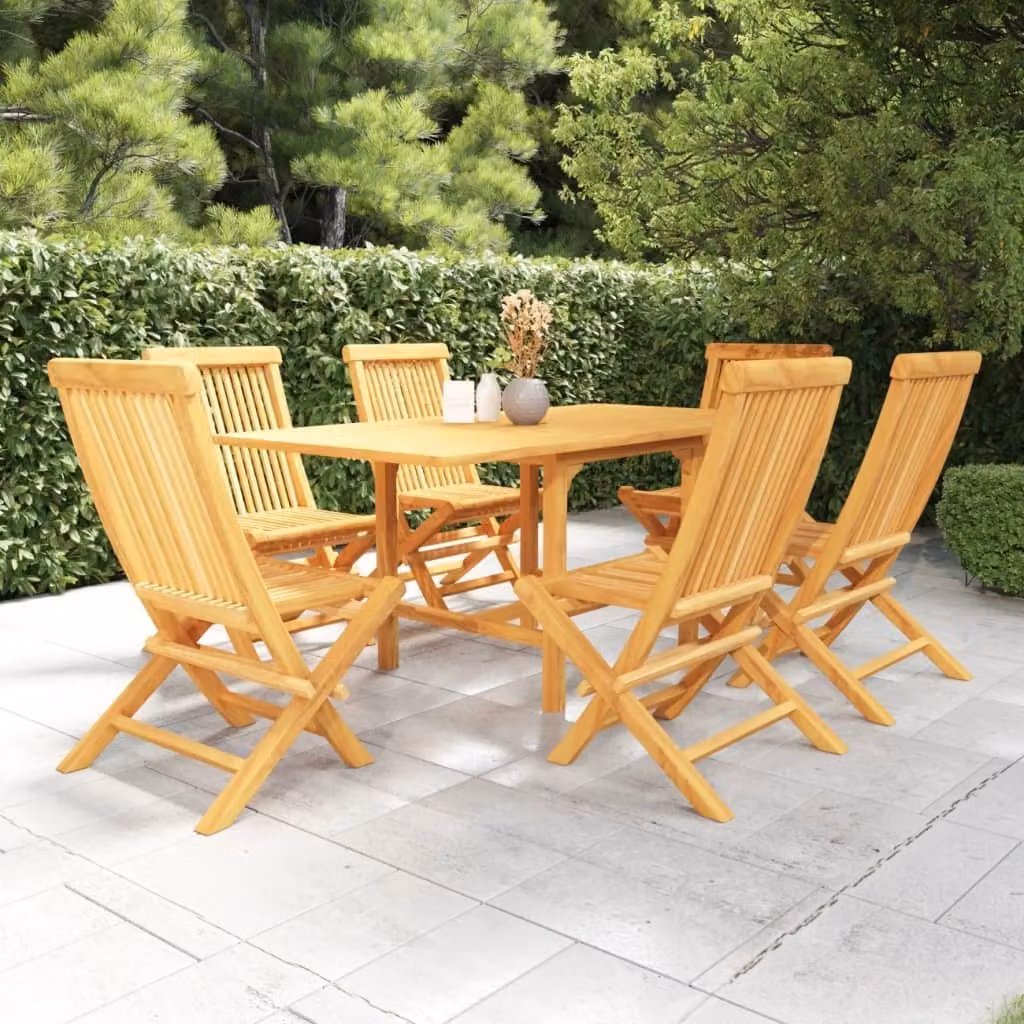 The Living Store 7 pezzi. Set da pranzo da giardino in legno massiccio teak