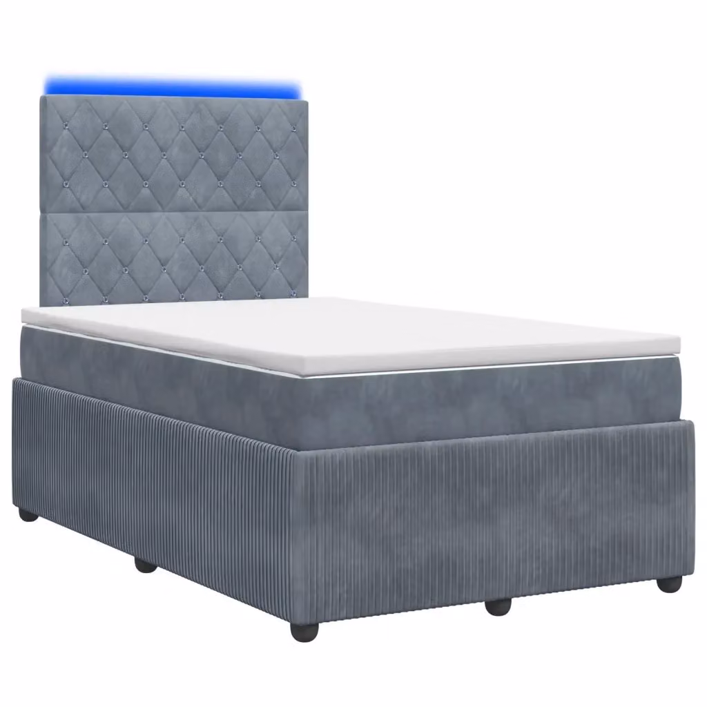 Letto Box Spring Hybrid vidaXL con Materasso Grigio e Bianco, Illuminazione LED Sotto il Letto e Porte USB, L/P: 120 x 200 cm – 2