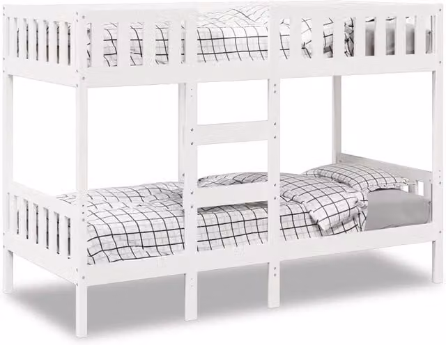Letto a castello a due livelli vidaXL in legno massello di pino bianco per bambini L/P/H: 195.5 x 90 x 145.5 cm