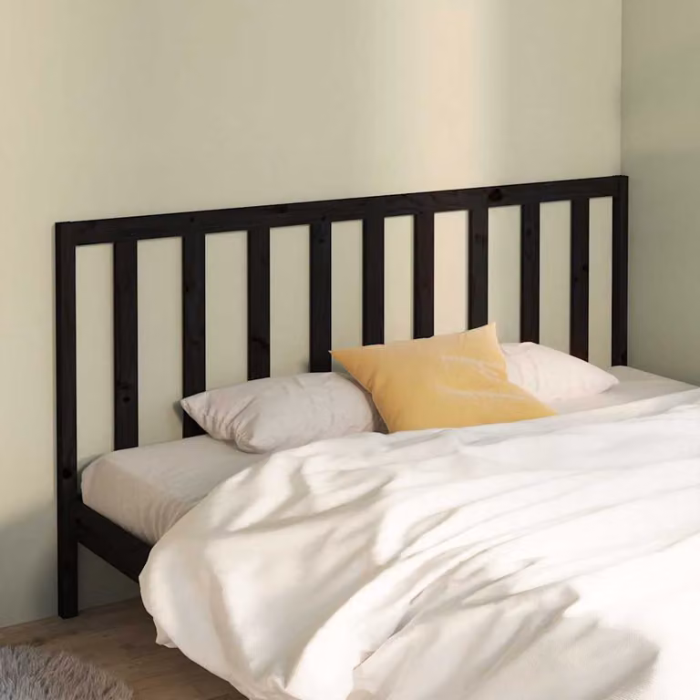 Testiera per letto vidaXL in legno massello di pino nero, stile rustico, L: 186 cm, P: 4 cm, H: 100 cm