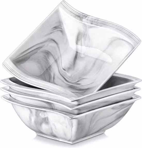 Ciotola per zuppa e cereali Malacasa serie Flora in ceramica grigia, capacità 850 ml