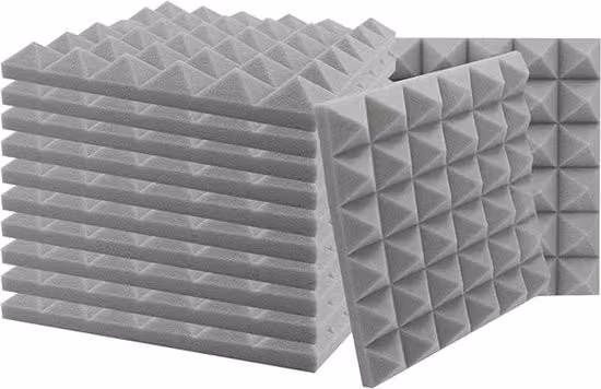 Set di 12 Pannelli di Isolamento Acustico Assorbenti Grigio L/P/H: 30 x 30 x 2,5 cm