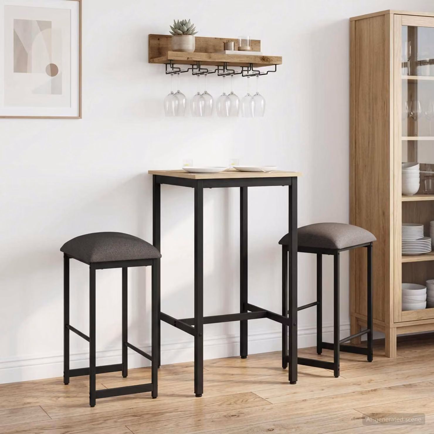 Set di 2 sgabelli da bar vidaXL moderni in tessuto grigio, L: 40 cm, P: 32 cm, H: 74 cm