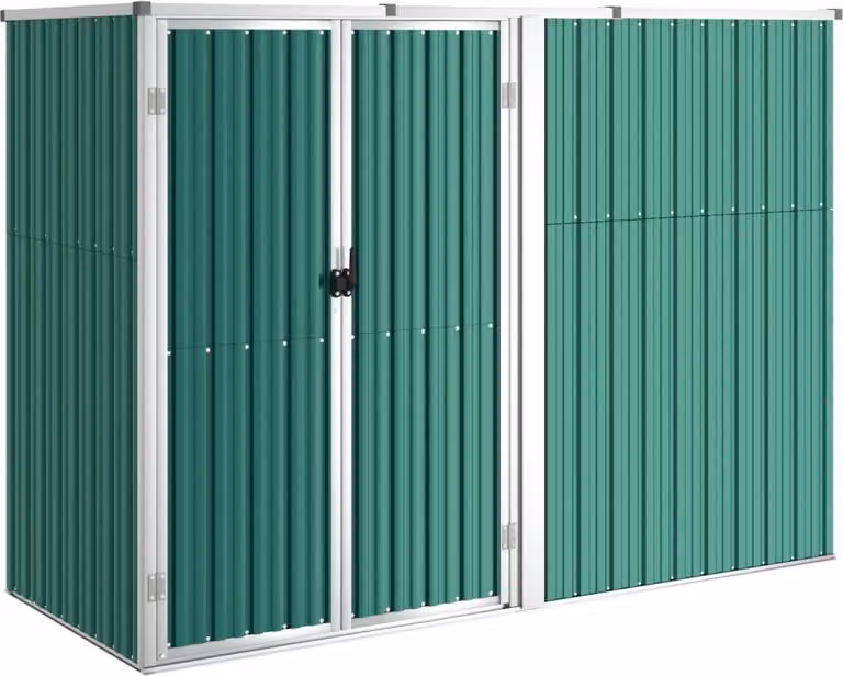 Capanno per Attrezzi Verde 225x89x161 cm in Acciaio Zincato