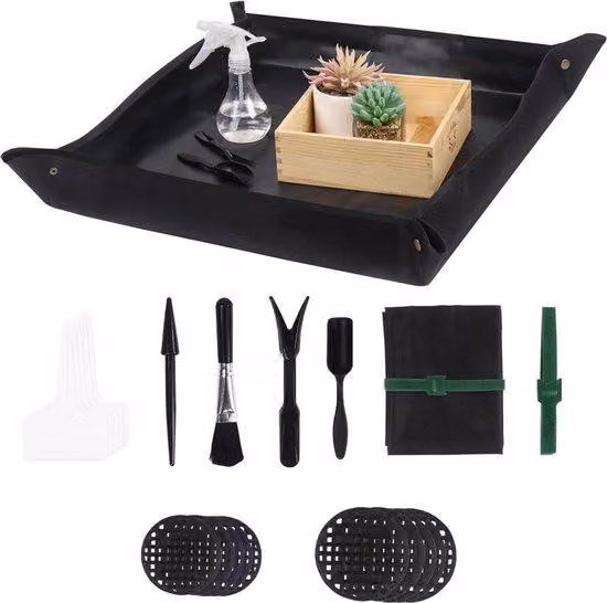 Set impermeabile per il rinvaso, 21 pezzi, 75x75 cm, nero, per interni