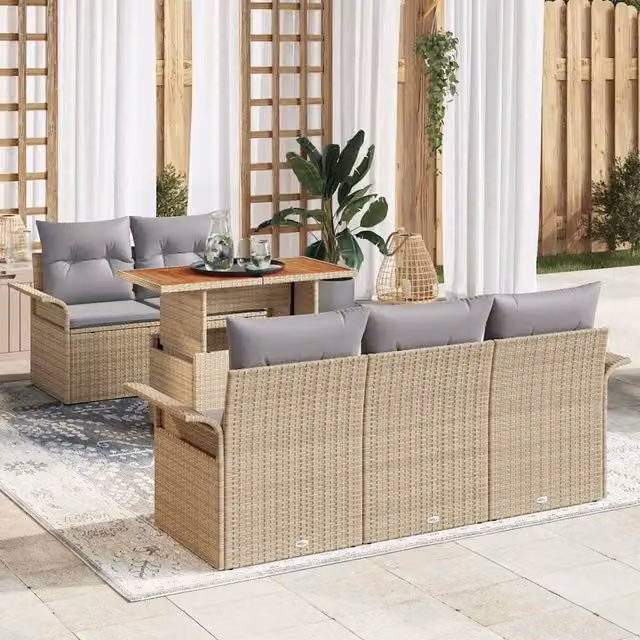 Set Divano da Giardino 6 pz Beige e Grigio Chiaro polyrattan 3349272