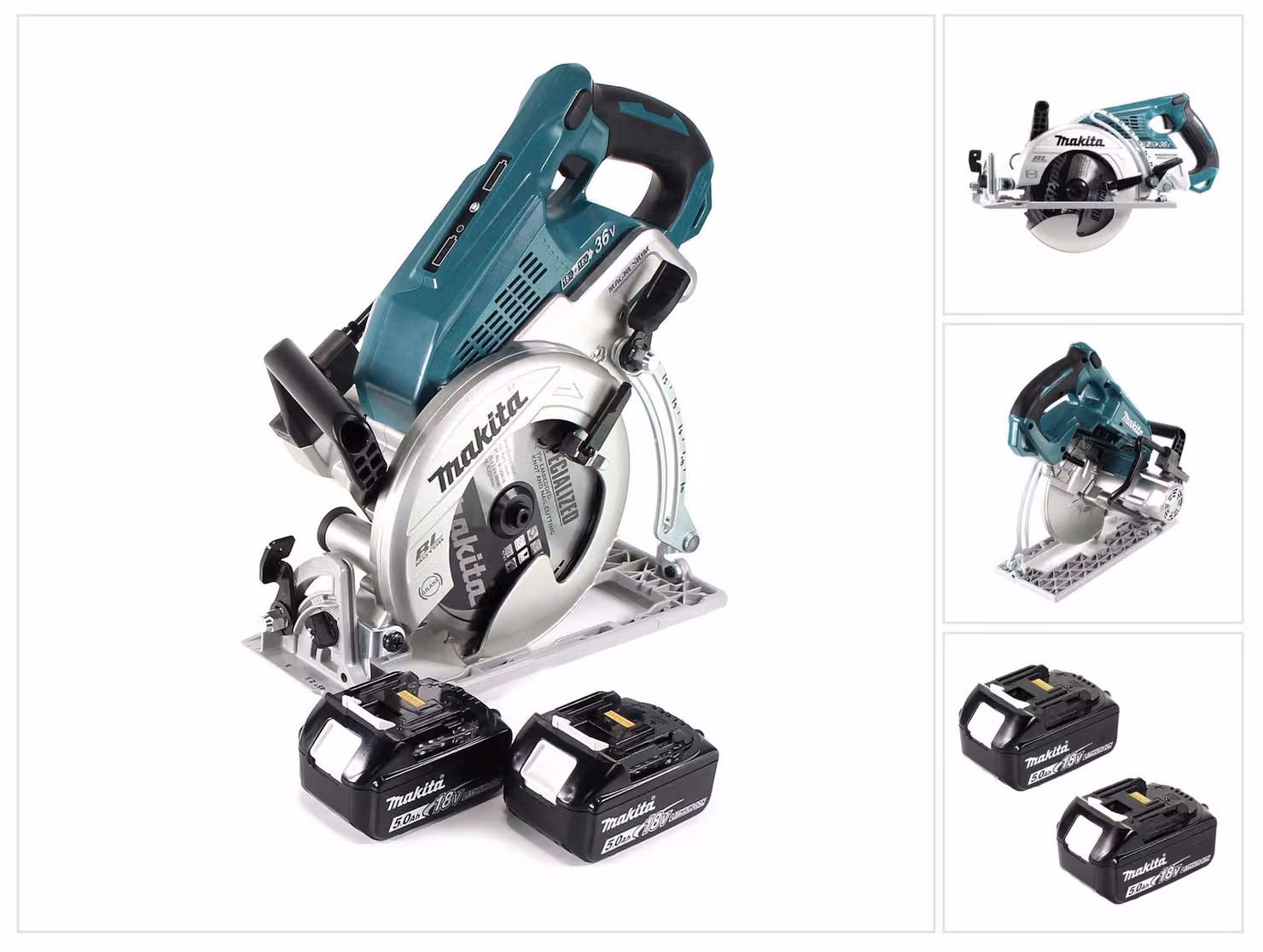 Sega circolare a batteria Makita DRS 780 T 36V ( 2x18V ) 185 mm brushless + 2x batteria 5,0Ah - senza caricabatteria