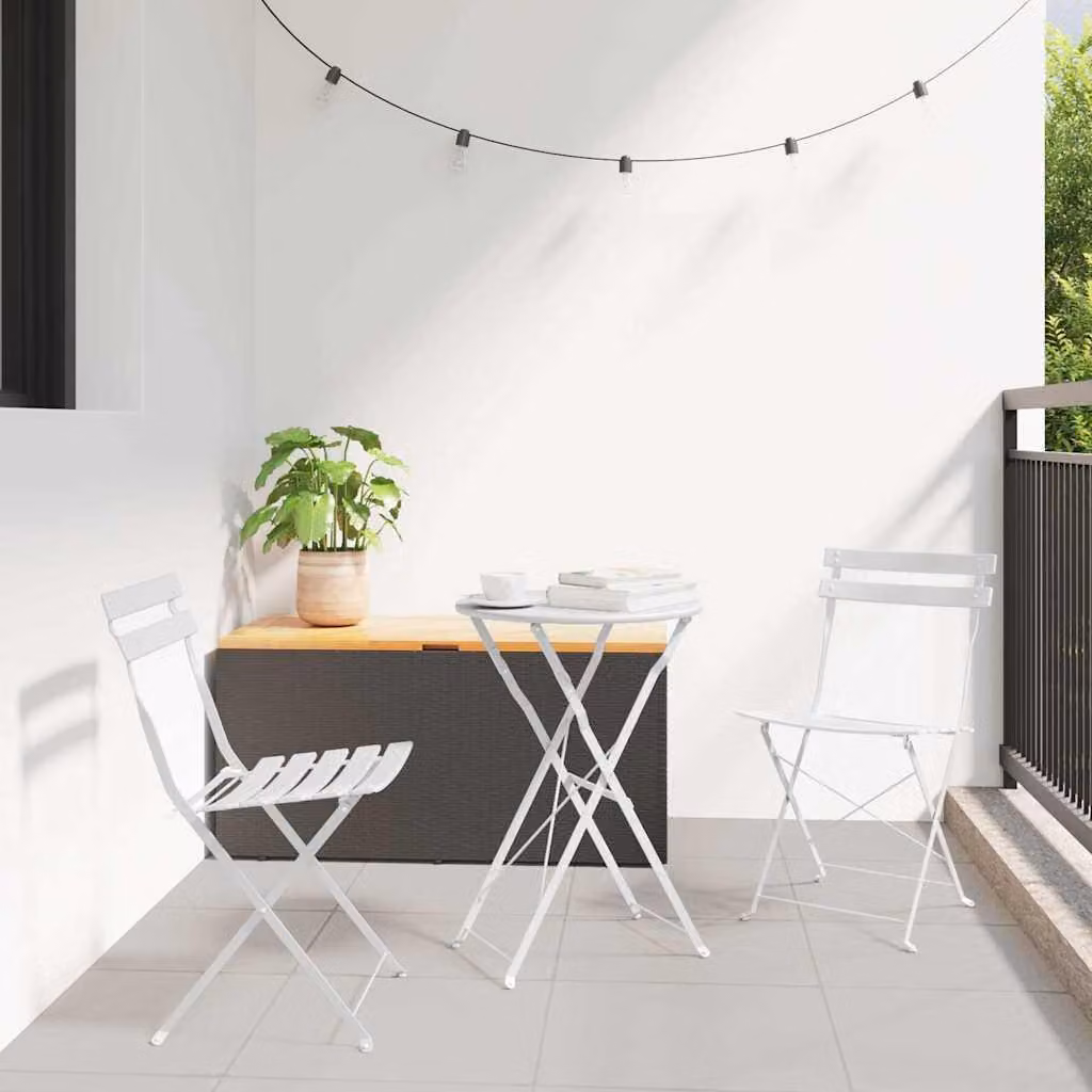 Maison Exclusive - Set da bistrot pieghevole, 3 pezzi, bianco, acciaio