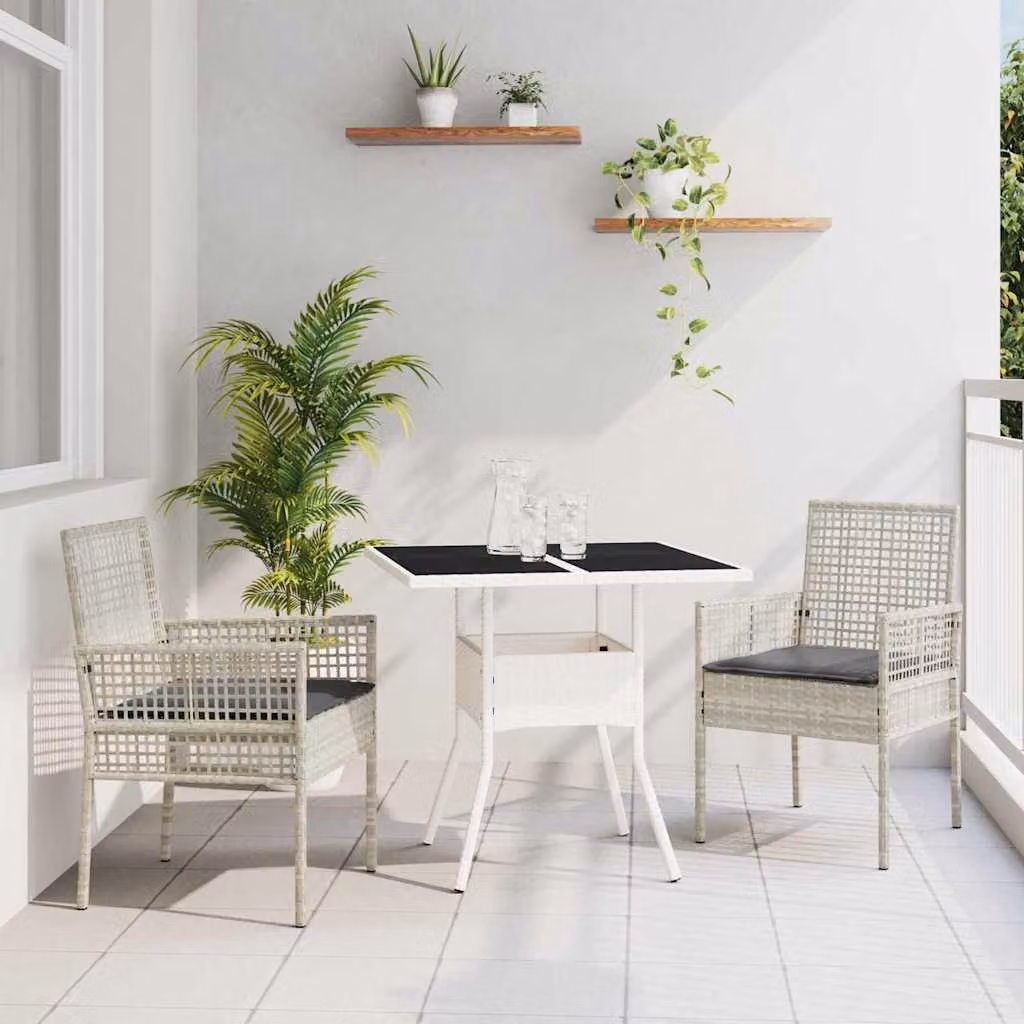 Maison Exclusive - Set da Pranzo per Giardino 3 pcs Grigio chiaro polyrattan