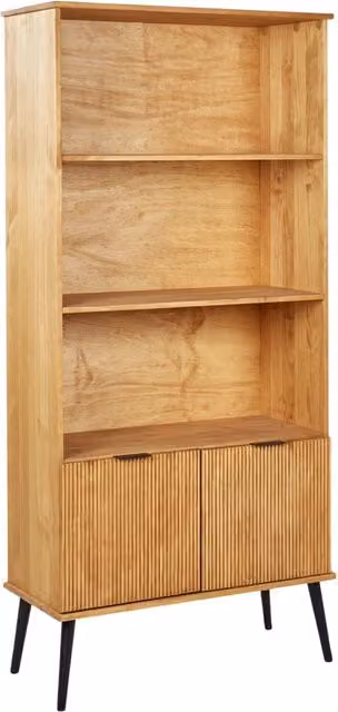 Libreria a scaffale in legno chiaro a 2 ante stile Rustico