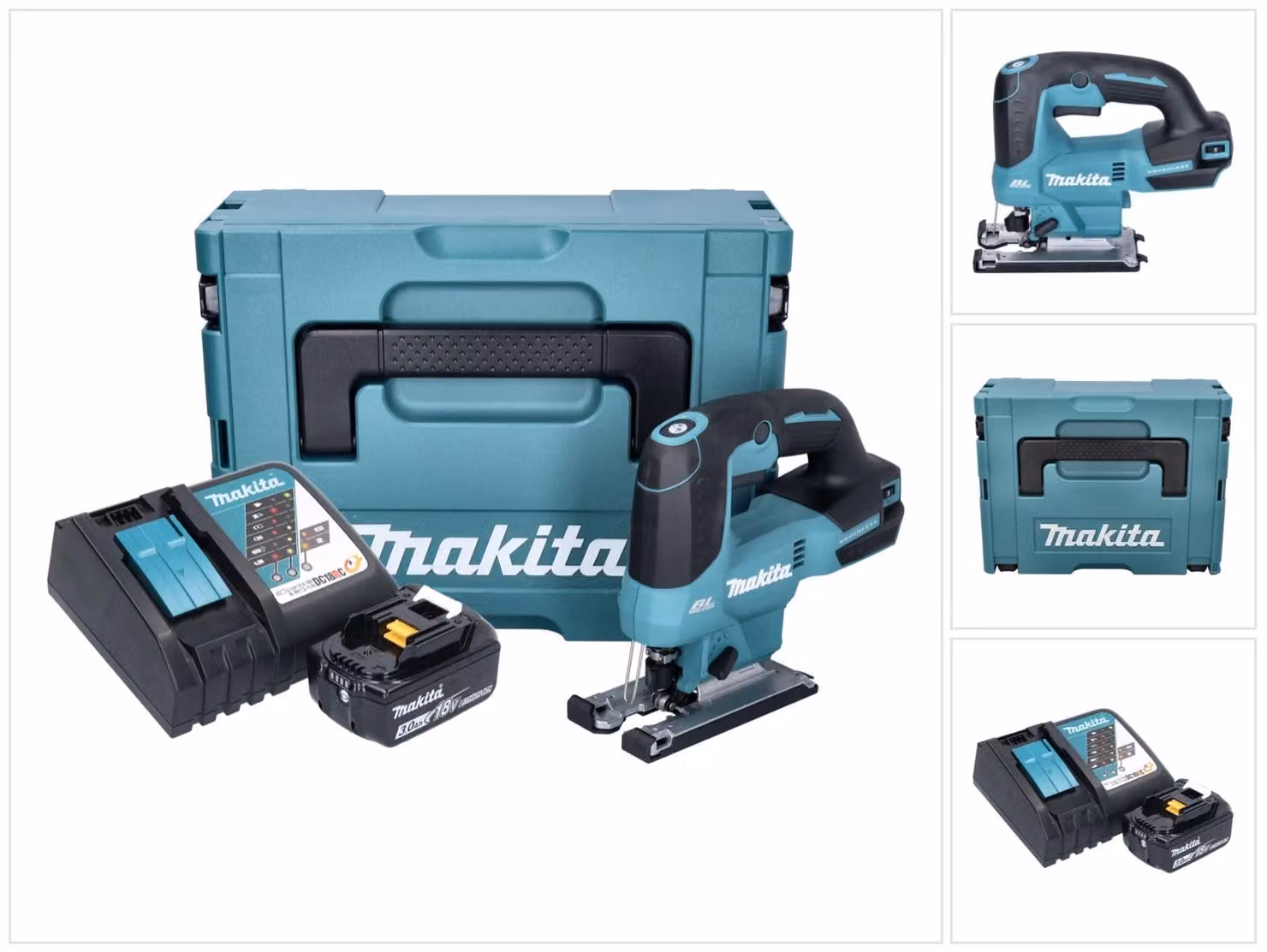 Seghetto alternativo a batteria Makita DJV 184 RF1J 18 V brushless + 1x batteria ricaricabile 3,0 Ah + caricabatterie + Makpac