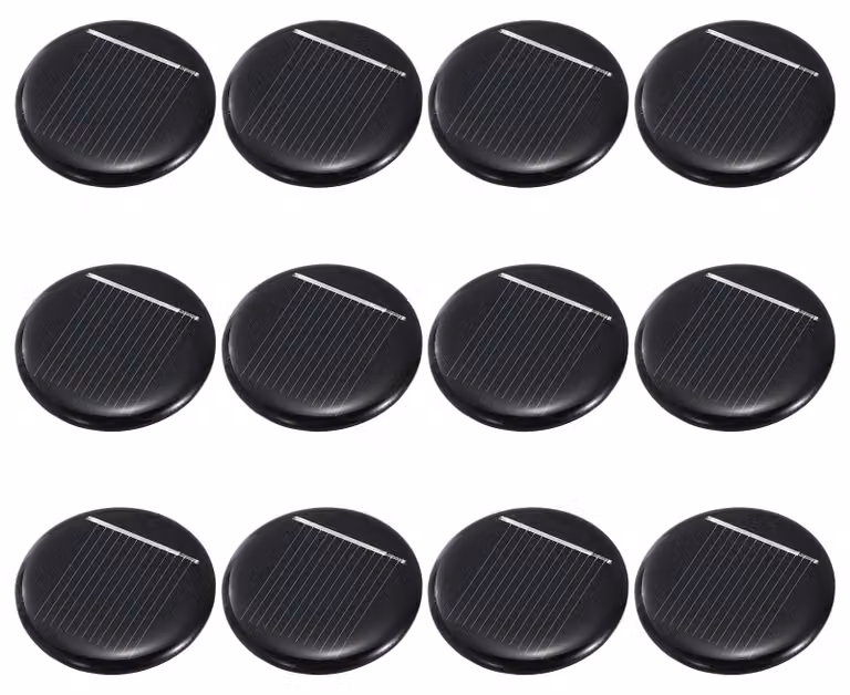 12 mini celle solari, 0,5 V, 0,07 W, 140 mA, policristalline