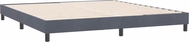 Letto matrimoniale moderno in velluto grigio scuro con struttura in legno e doghe fisse L/P: 183 x 220 cm