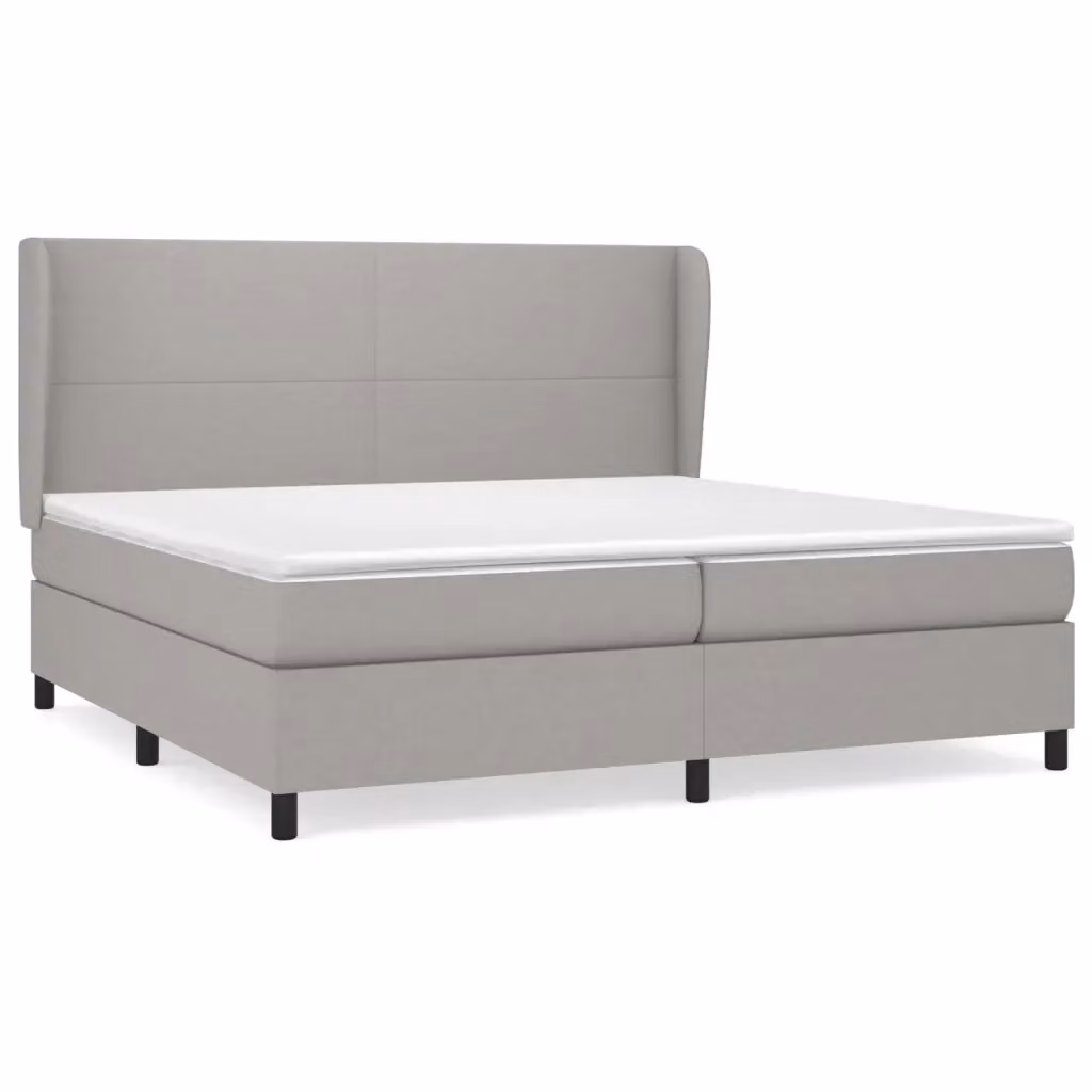 vidaXL Giroletto a Molle con Materasso Ibrido in Tessuto Grigio e Bianco L/P: 200 x 200 cm – 2
