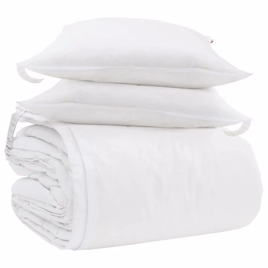 Set di 3 piumoni e cuscini vidaXL in piuma d'anatra, bianco, L/P: 200 x 220 cm – 2